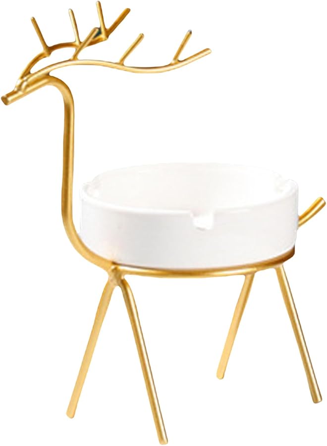 منفضة سجائر خزفية ذهبية على شكل غزال، حامل رماد مبدع للمدخنين، ديكور للمنزل - Image 3